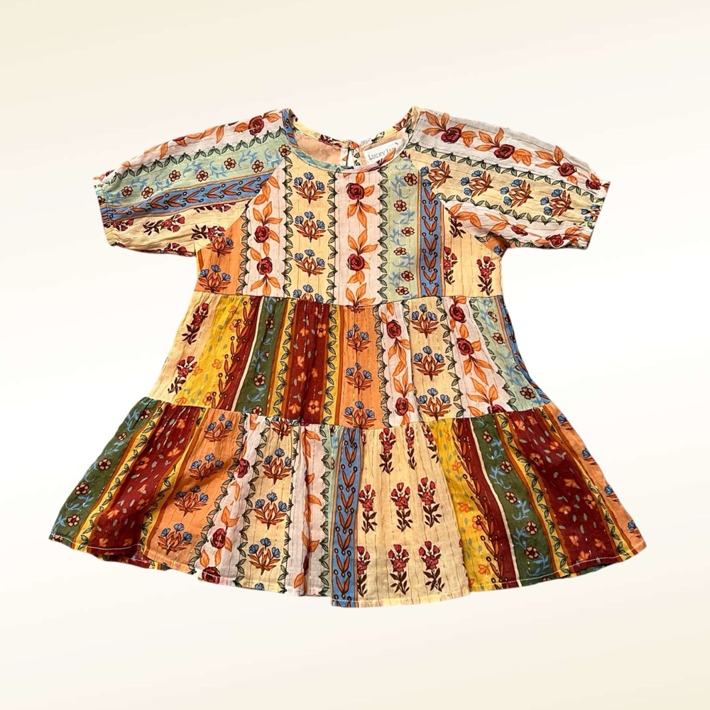 Lucky Jade Patchwork Print Dress Size 12-18 Months Boho Floral Fall